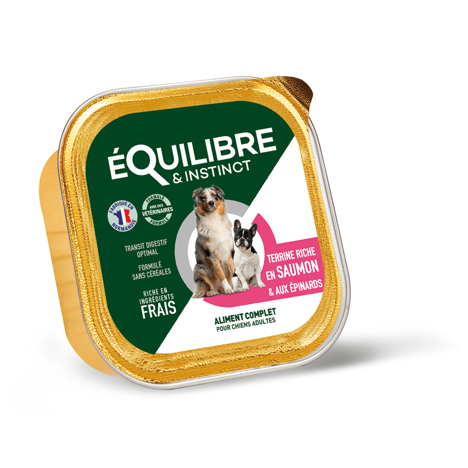 Pâtées riches en saumon & aux épinards pour chien adulte 300 g – Équilibre & Instinct