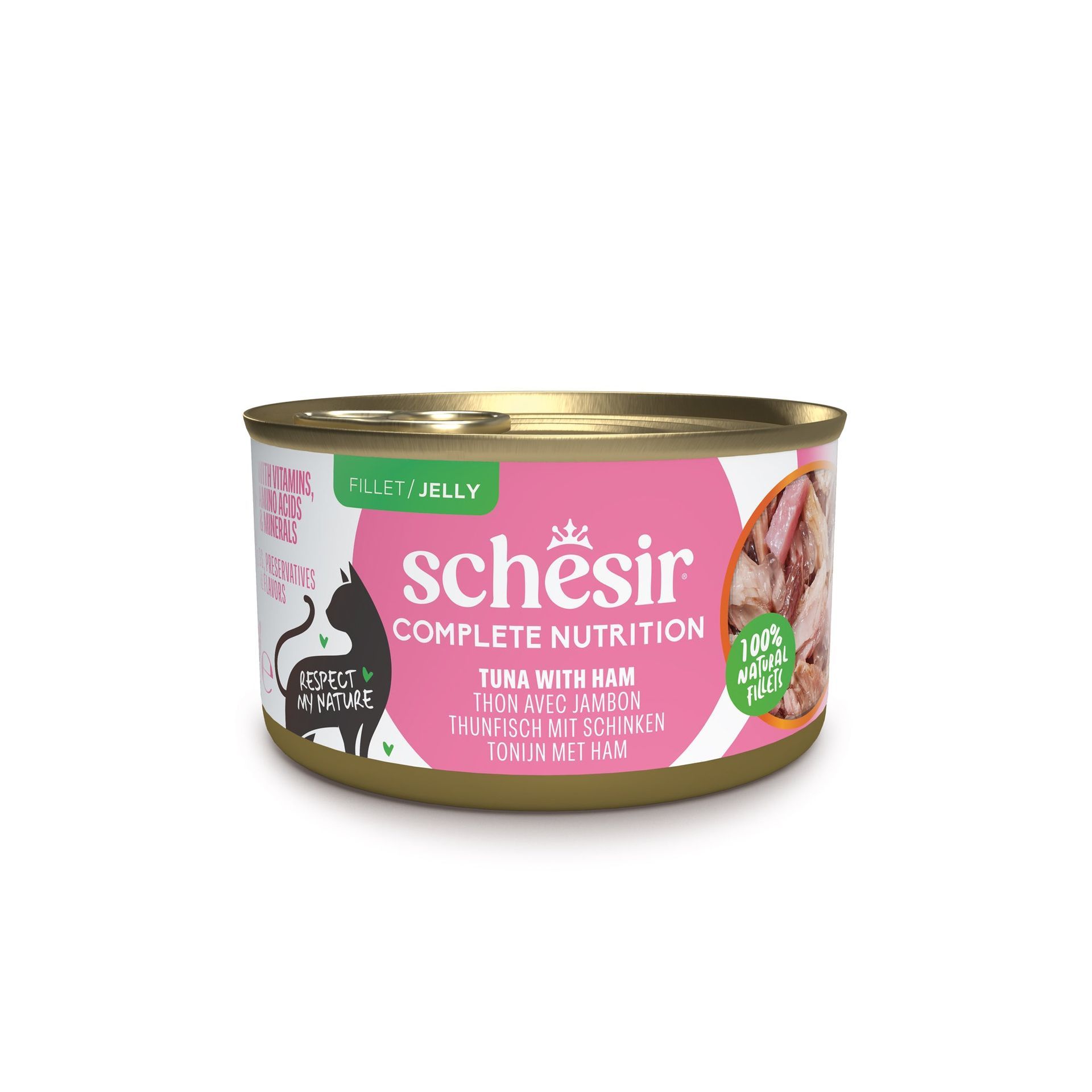 Boîte Schesir thon et jambon en gelée 85 g pour chat