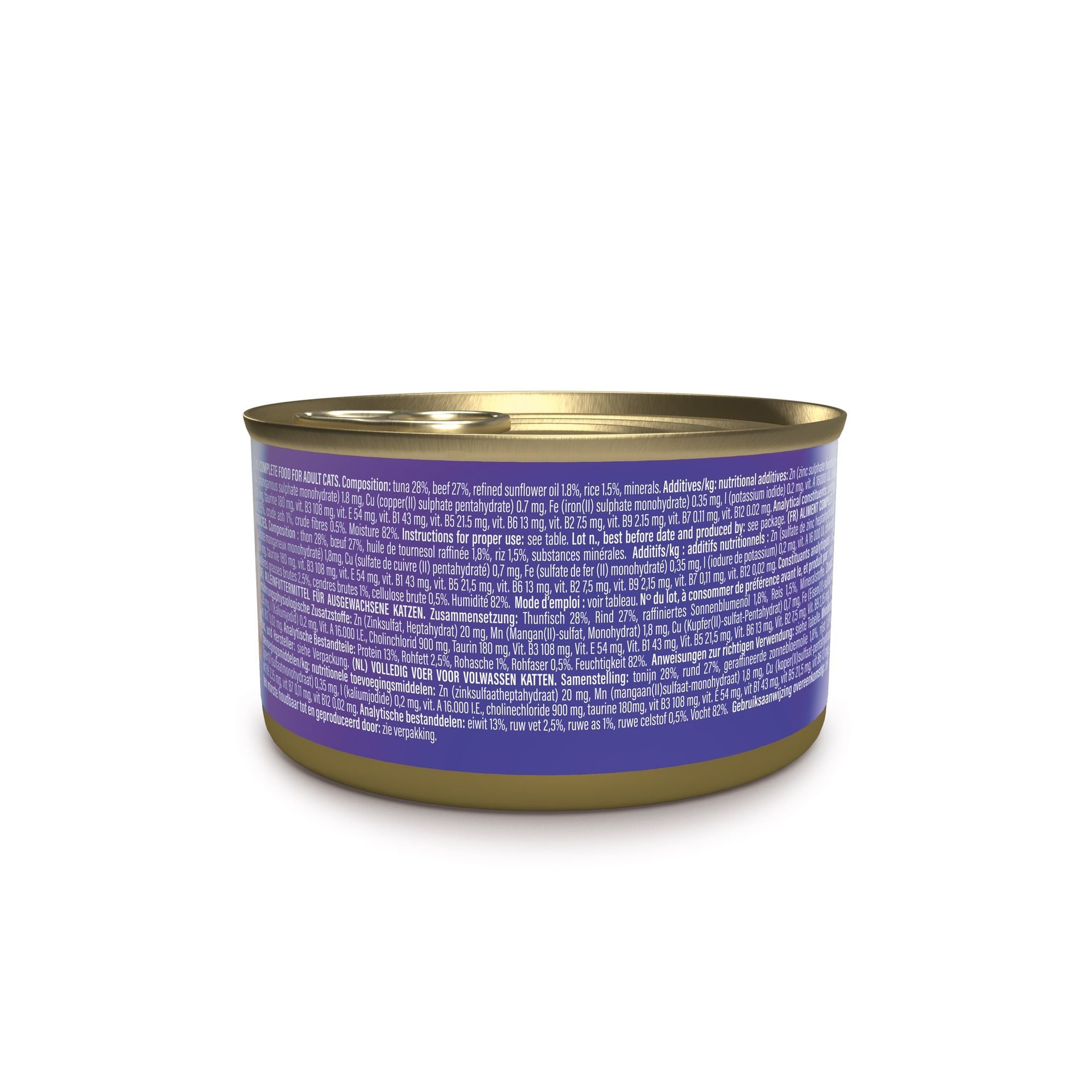 Boîte Schesir au thon et au bœuf avec riz et eau de cuisson pour chat adulte, 85 g
