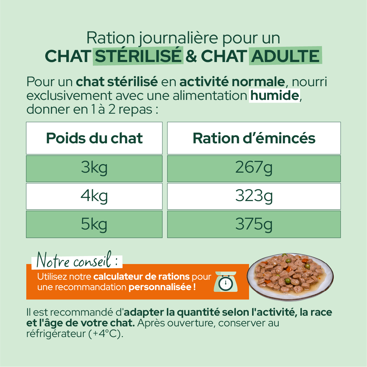 Émincés en sauce BIO au poulet et aux petits pois carottes pour chat adulte 85 g - Équilibre & Instinct