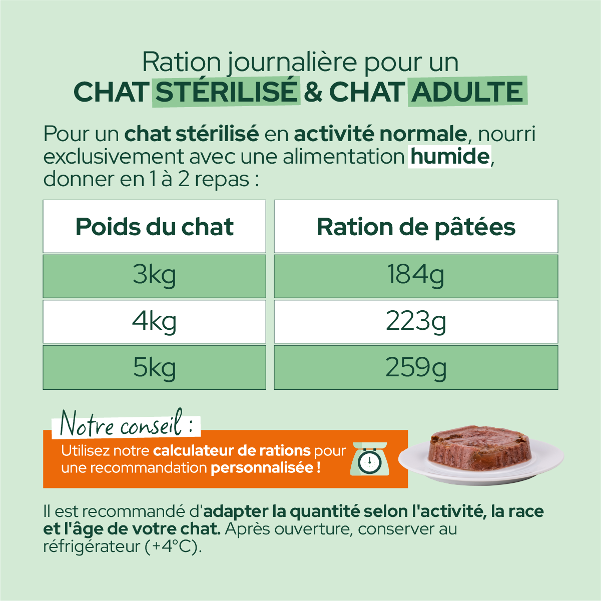 Pâtées riches en volaille & aux courgettes pour chat stérilisé et chat adulte - Équilibre & Instinct composition et conseils d'utilisation