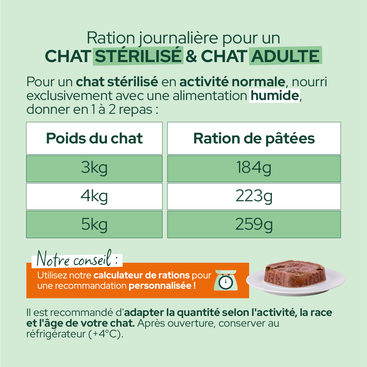 Pâtées riches en bœuf & aux courgettes pour chat stérilisé et chat adulte - Équilibre & Instinct composition et conseils d'utilisation