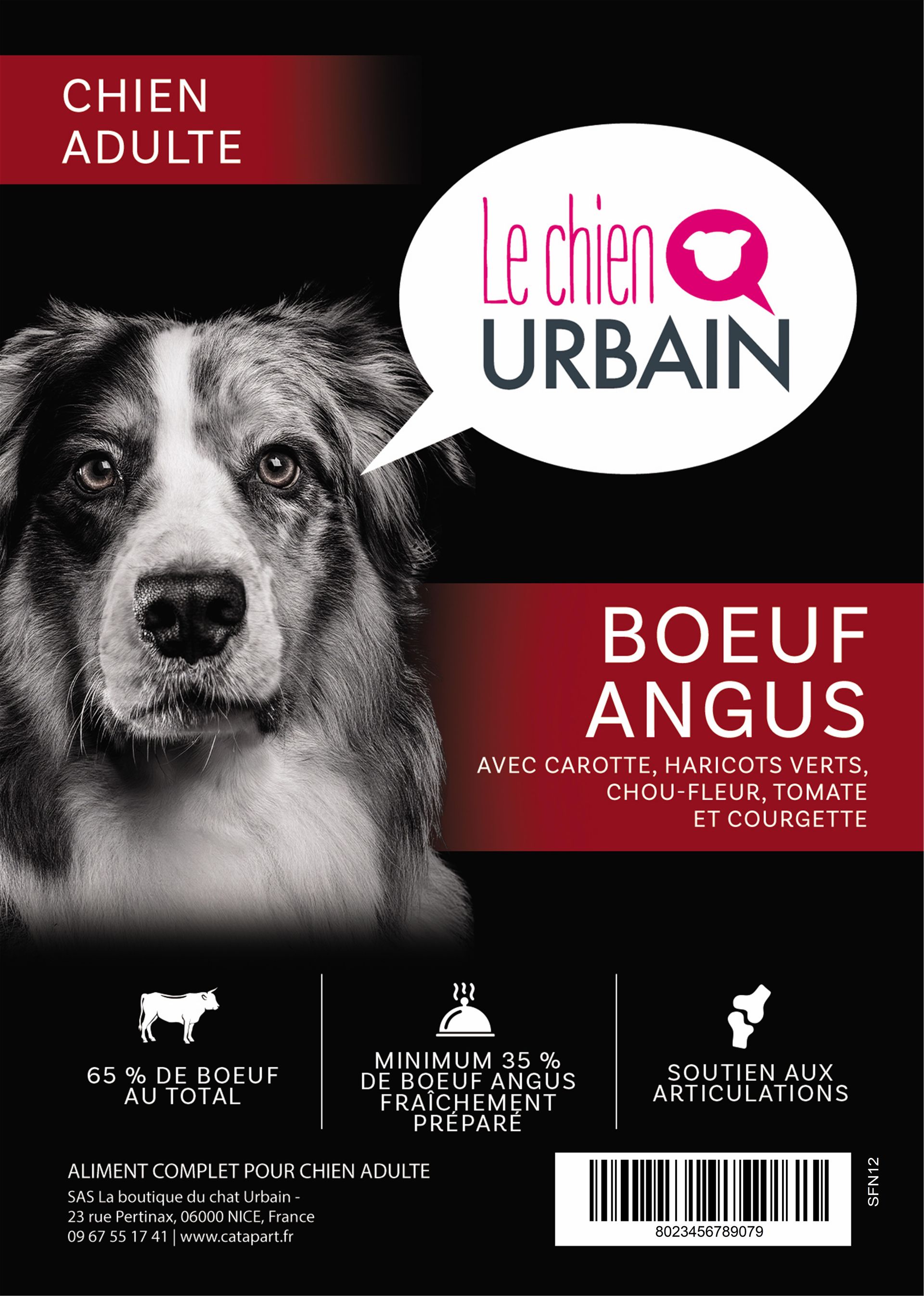 Croquettes sans céréales au bœuf Angus 65 % pour chien adulte Le Chien Urbain