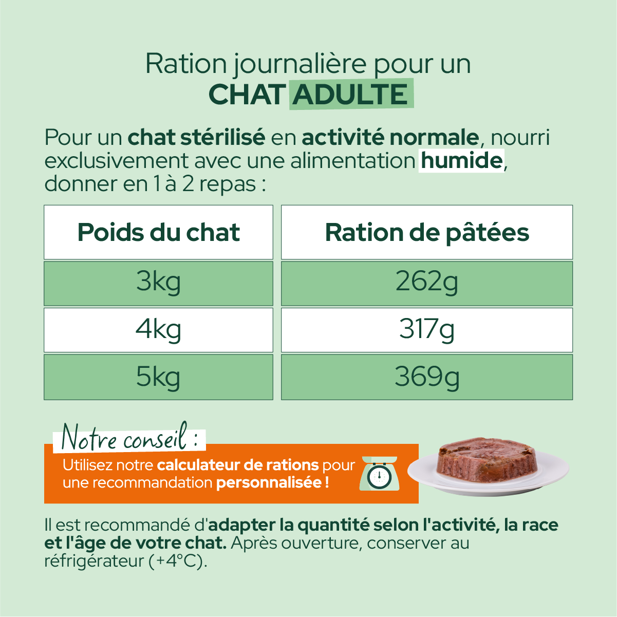 Terrines BIO au saumon et aux brocolis pour chat adulte - Équilibre & Instinct composition et conseils d'utilisation