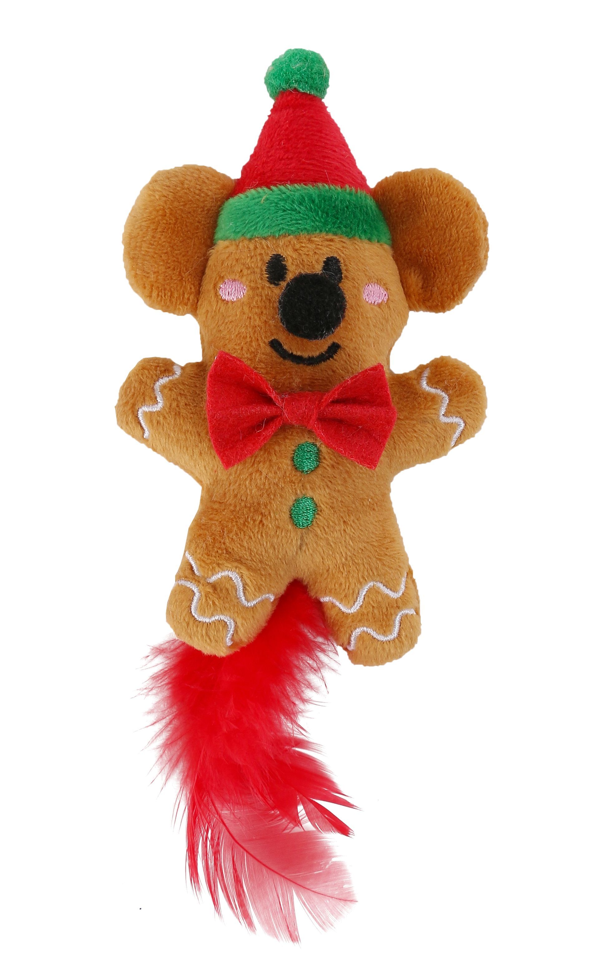 Souris pain d’épices de Noël à plume pour chat — Wouapy — 213709 — vue principale