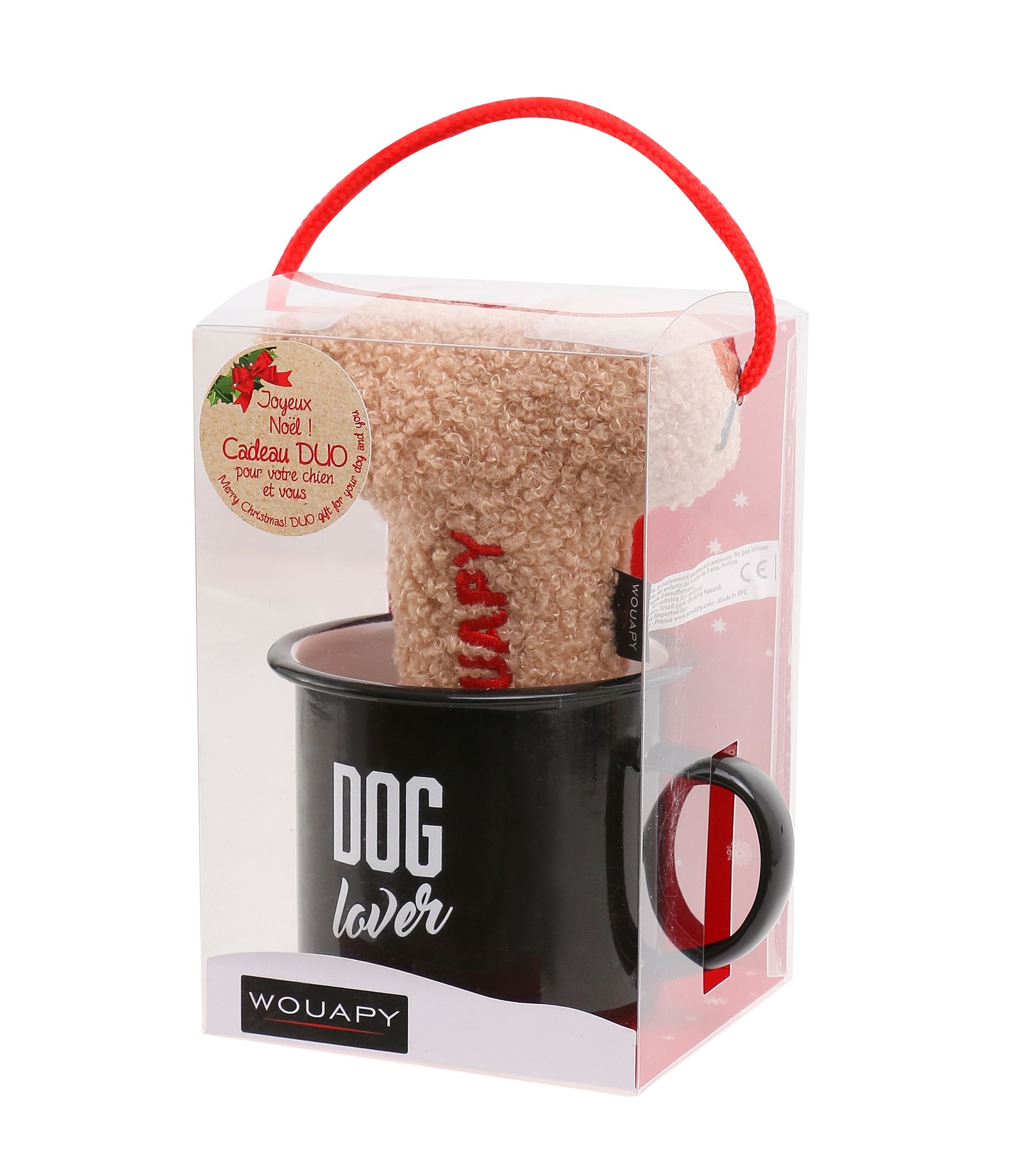 Coffret de Noël chien et maître, mug et peluche os — Wouapy — 213810ABE — vue principale