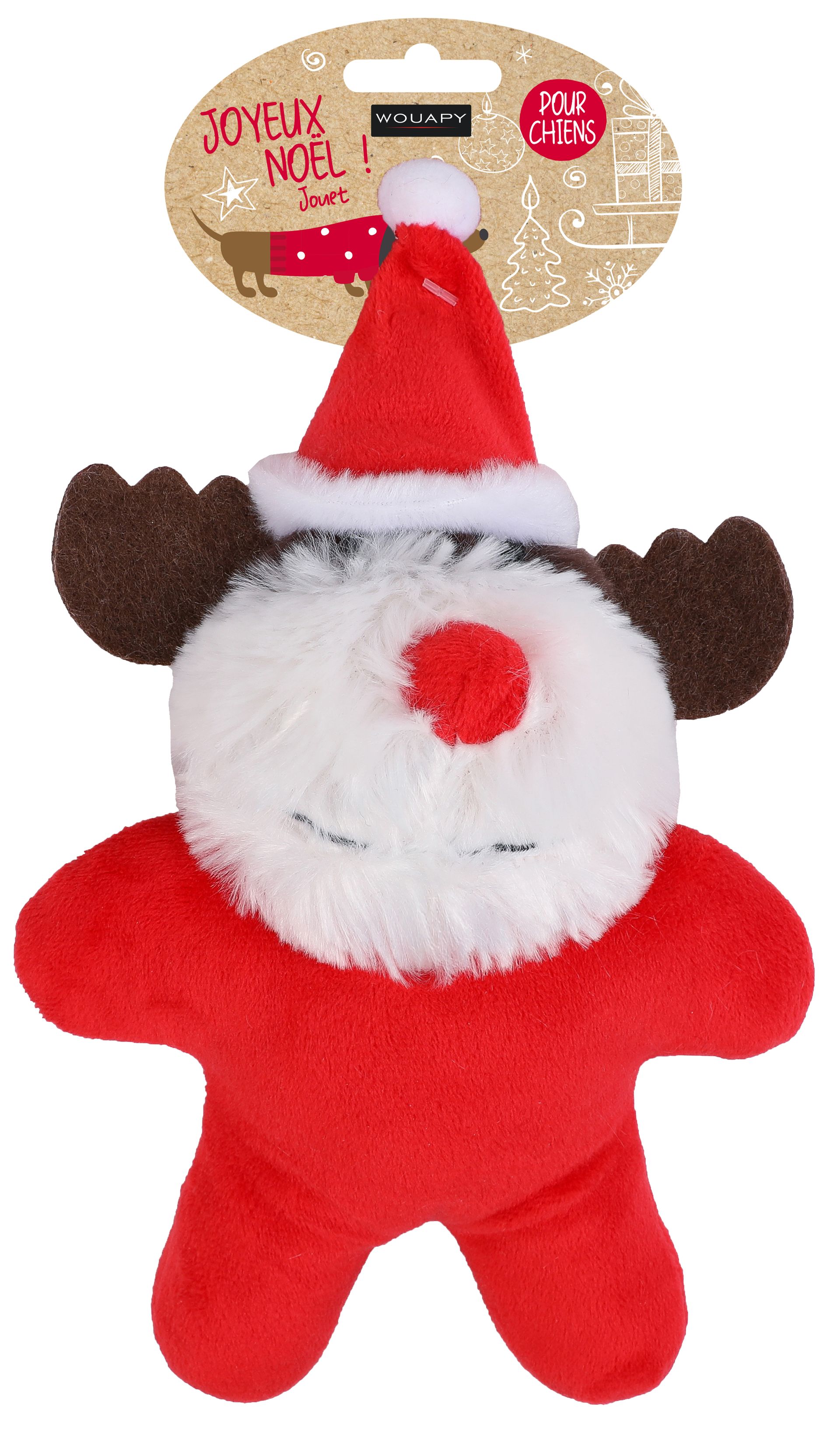 Bonhomme cerf de Noël en peluche sonore pour chien — Wouapy — 215754 — vue principale
