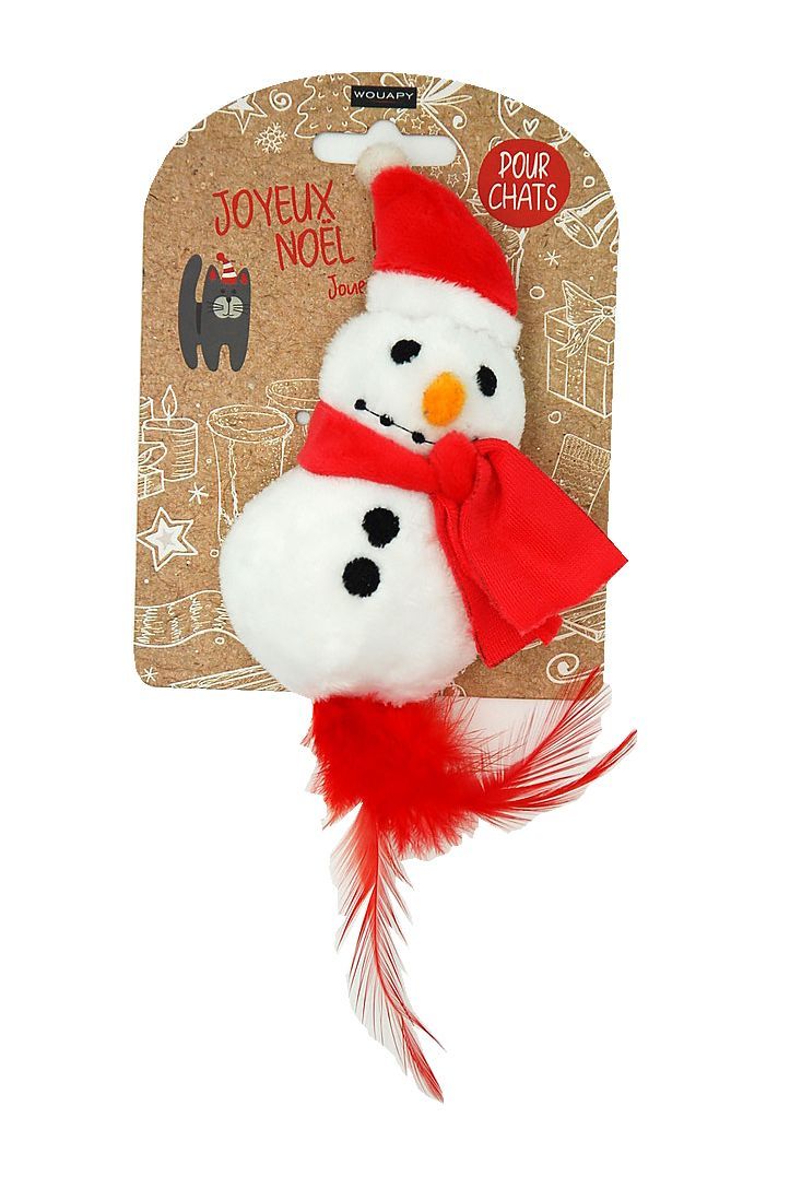Bonhomme de neige de Noël à plumes pour chat — Wouapy — 215779 — vue principale
