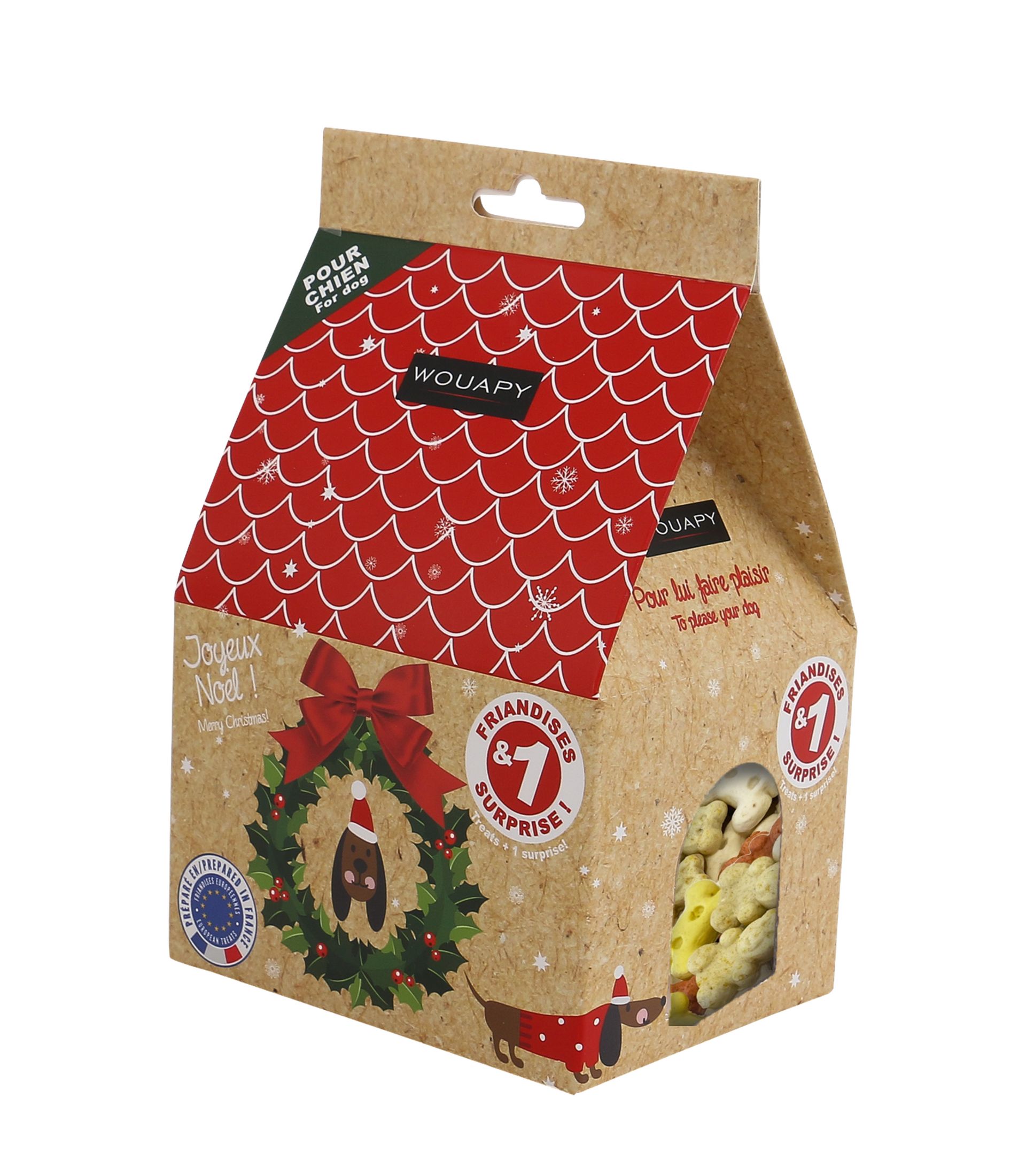 Niche cadeau de Noël pour chien, friandises 100 g et jouet — Wouapy — 217245 — vue principale