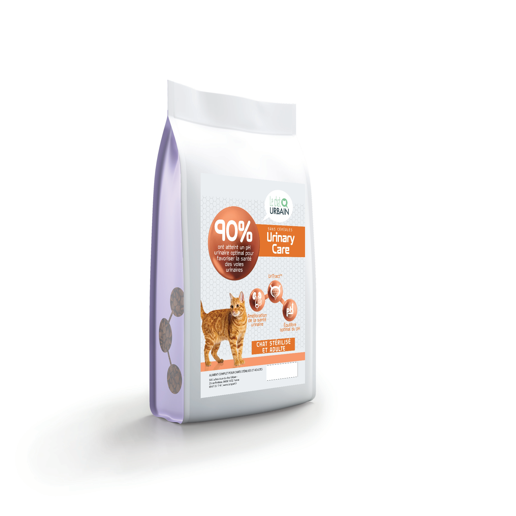 Croquettes Peptide+ urinaires pour chat stérilisé – Le Chat Urbain — sac de profil — 1.5 kg