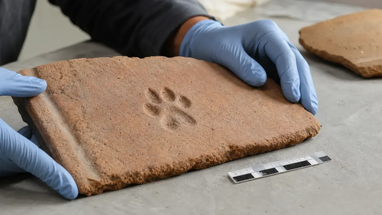 Une empreinte de chat sur une tuile romaine de 2 000 ans
