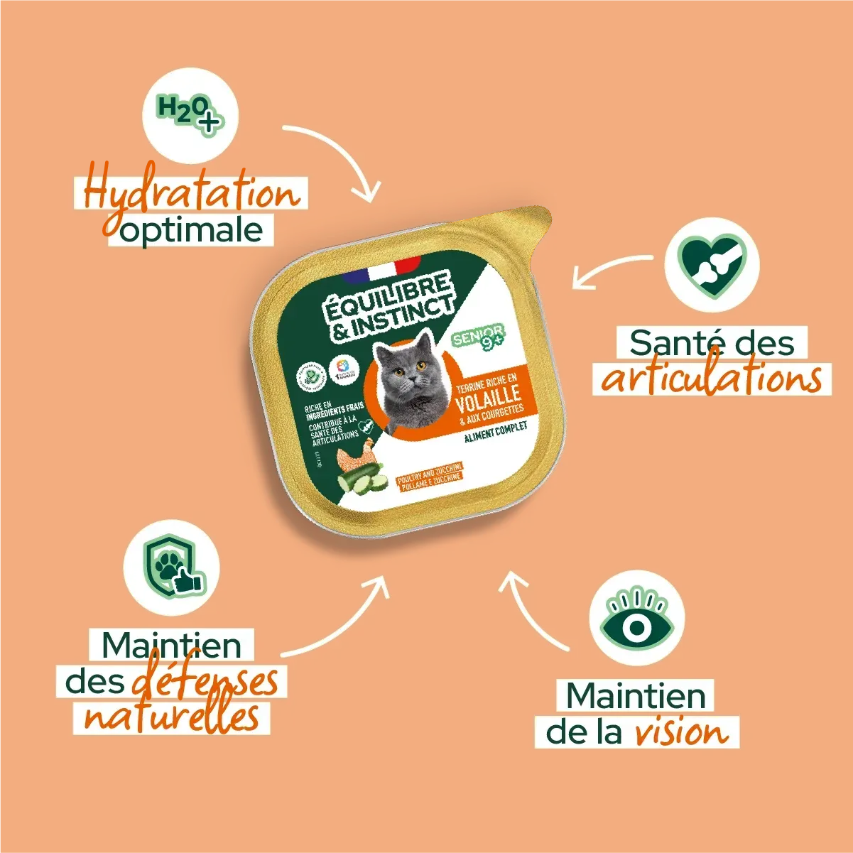 Pâtées riches en volaille & aux courgettes (Chat âgé) - Équilibre & Instinct composition et conseils d'utilisation