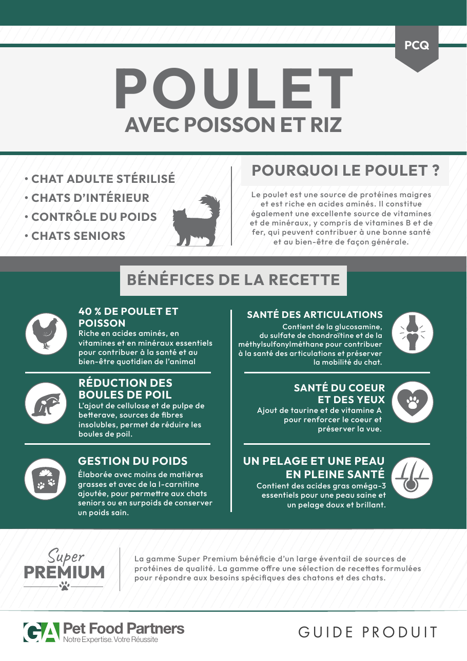 Croquettes pour chat stérilisé ou senior – Poulet, poisson et riz – Le Chat Urbain — étiquette recto