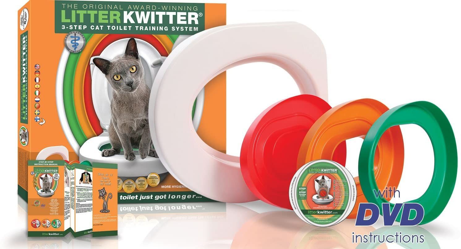 Kit d'apprentissage de la propreté pour chat Litter Kwitter avec anneaux d'entraînement colorés
