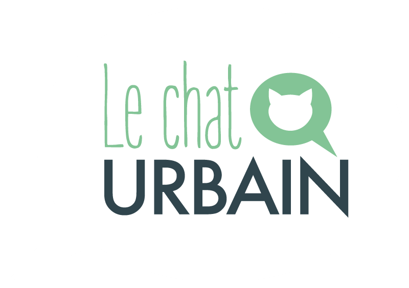Logo avec le texte « Le chat URBAIN » et la silhouette d'un chat dans une bulle de dialogue.