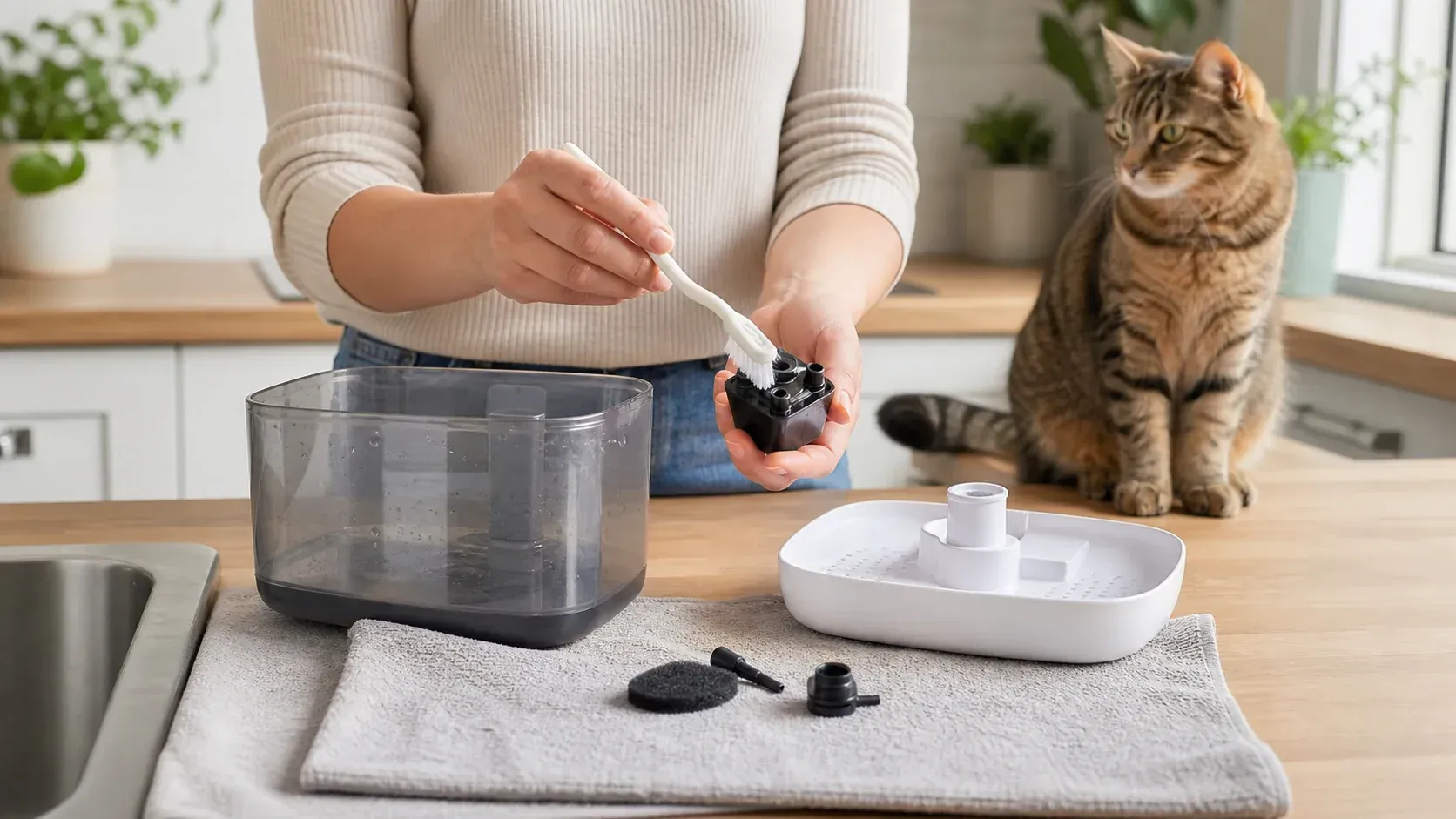 Comment nettoyer la fontaine à eau de son chat ?