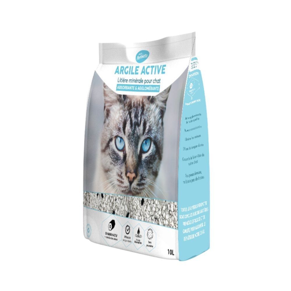 Litière Argile Active 10 L – Perlinette — face avant