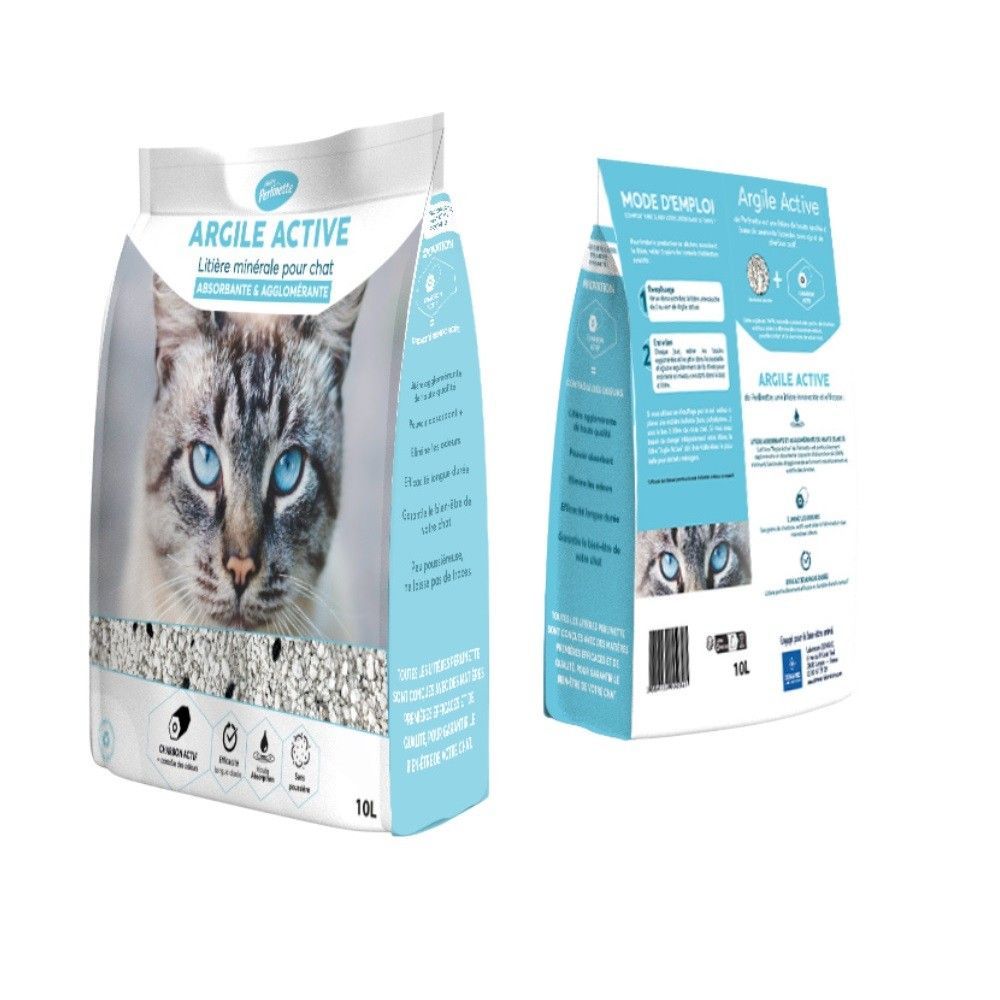 Litière Argile Active 10 L – Perlinette — face avant