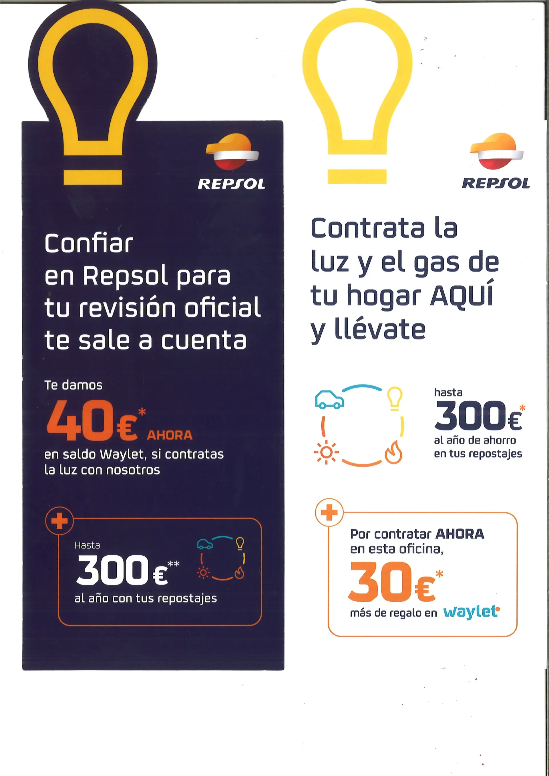 A sign that says contrata la luz y el gas de tu hogar aqui