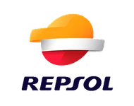 Se muestra un logotipo de Repsol sobre un fondo blanco.