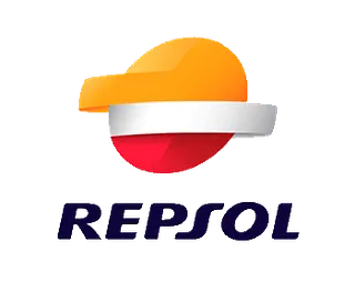 Se muestra un logotipo de Repsol sobre un fondo blanco.