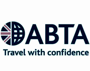 ABTA logo with globe, UK flag design, and text 