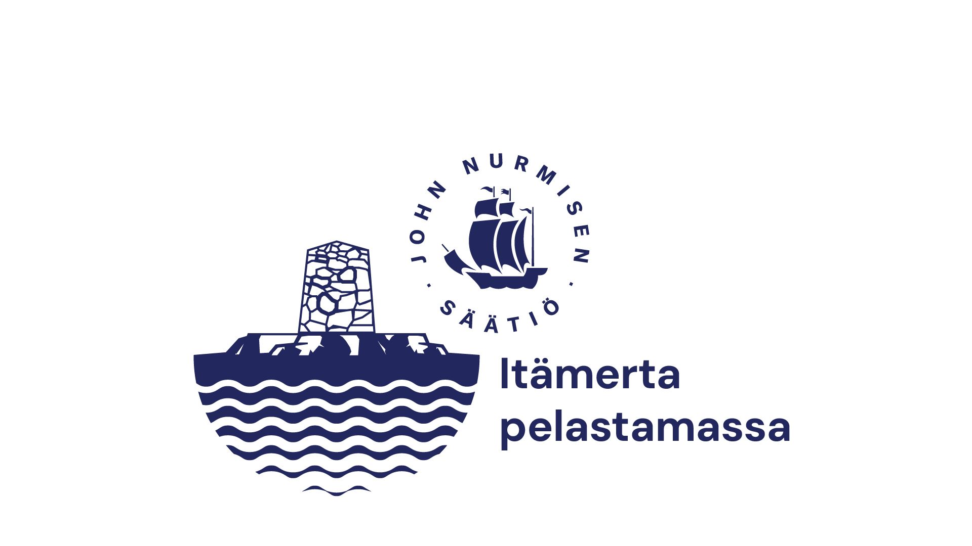 Logo, jossa on majakka, laiva ja teksti: