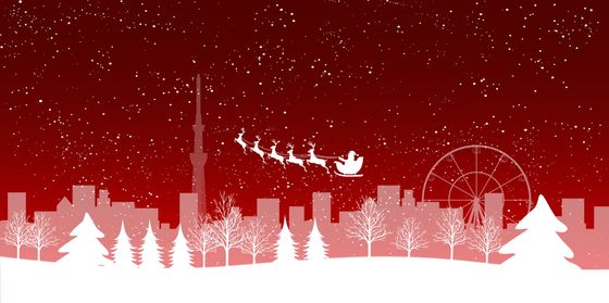 Image traineau du Père Noël dans le ciel.