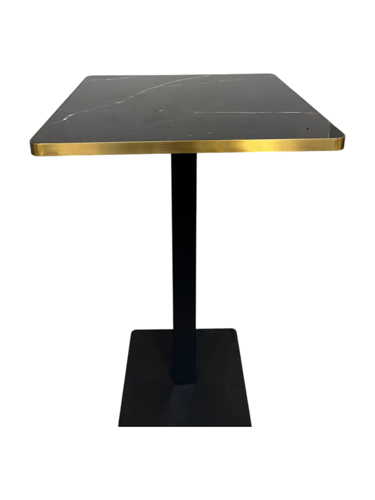 Mesa melamina efecto marmol negro canto oro