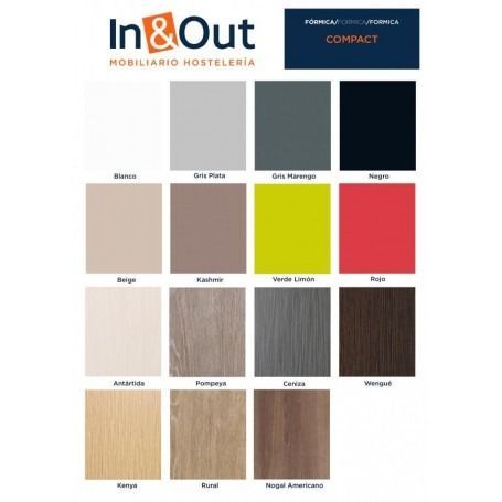 Un taburete de bar con tapa de madera y patas negras.