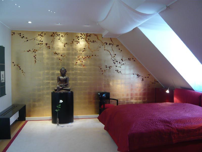 Mustertapete DeGournay - Blattgold fernöstlich