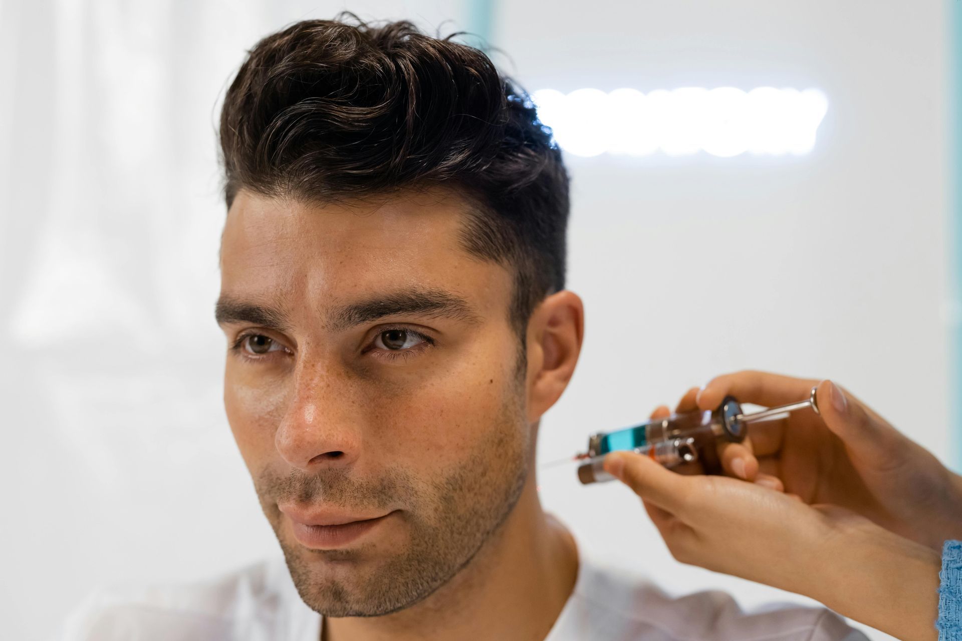 Un homme reçoit un soin du visage