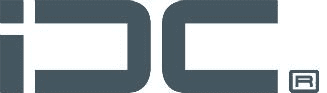 Um close do logotipo do idc em um fundo branco.