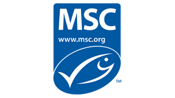 Ein blaues MSC-Logo mit einem Fisch und einem Häkchen
