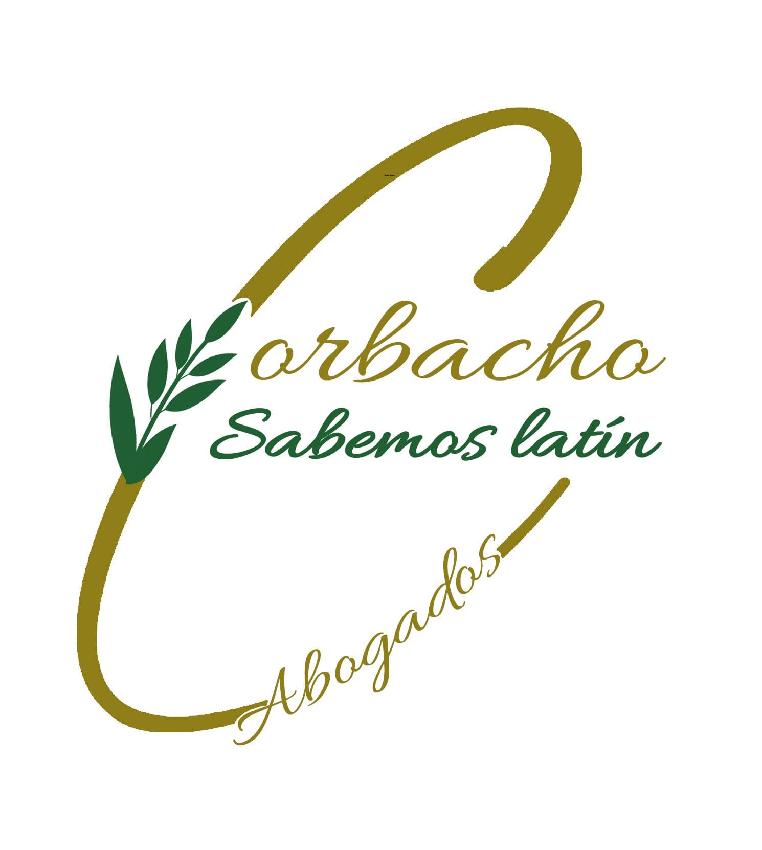 Logotipo: Letra "C" dorada con texto "Corbacho Ver&oacute;nica Abogada" y detalle de hoja verde.