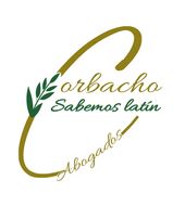 Logotipo: Letra "C" dorada con texto "Corbacho Verónica Abogada" y detalle de hoja verde.