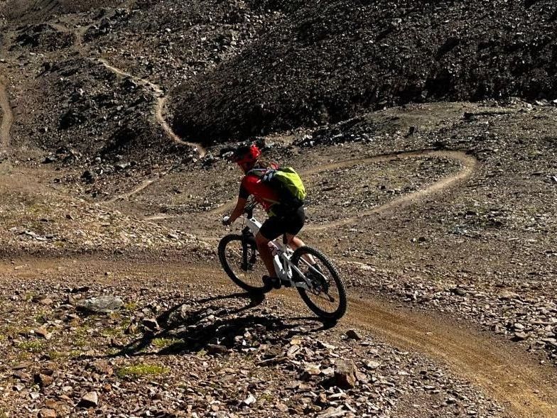 Menschen fahren Mountainbikes im Wald