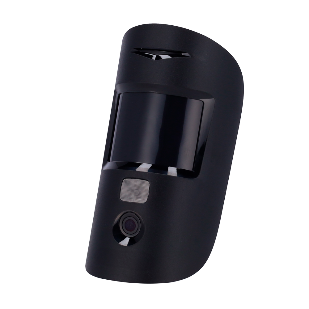 Appareil portable noir avec un petit écran et un objectif capteur, isolé sur fond blanc