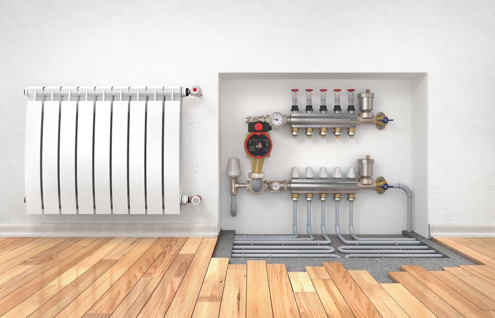 Radiateur et système de raccordement pour brancher le plancher chauffant