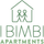 The logo for bambini apartments has two stick figures holding hands in front of a house.