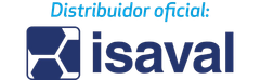 Se muestra un logotipo de isaval sobre un fondo blanco.