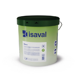 Un cubo de pintura isaval con tapa verde.