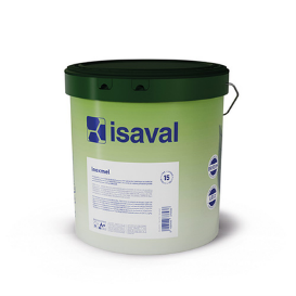 Un cubo de pintura isaval con tapa verde.