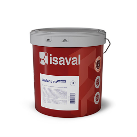 Un cubo rojo de pintura isaval sobre un fondo blanco.