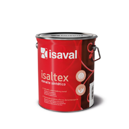 Una lata roja de pintura isaval isaltex