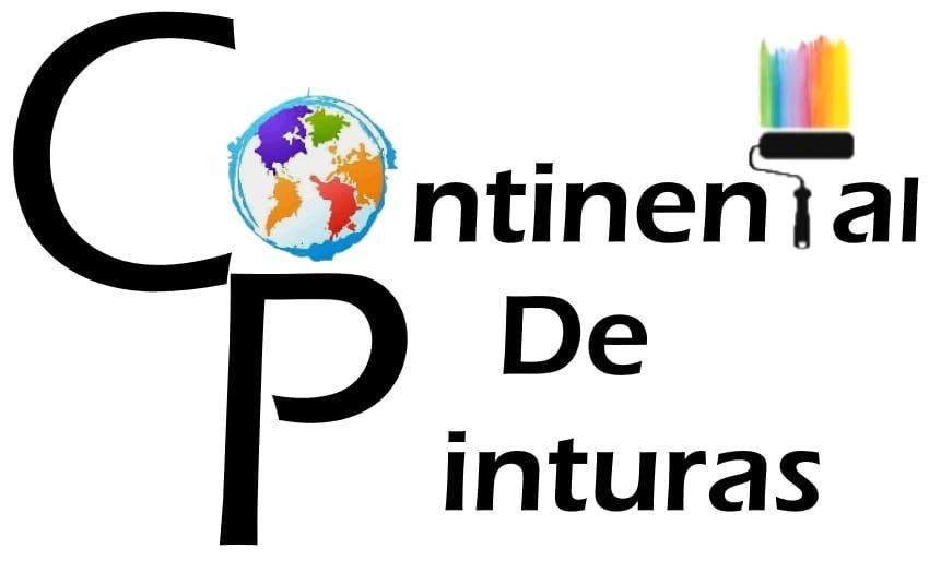 Un logotipo para Continental de Pinturas con un globo terráqueo y un rodillo de pintura.