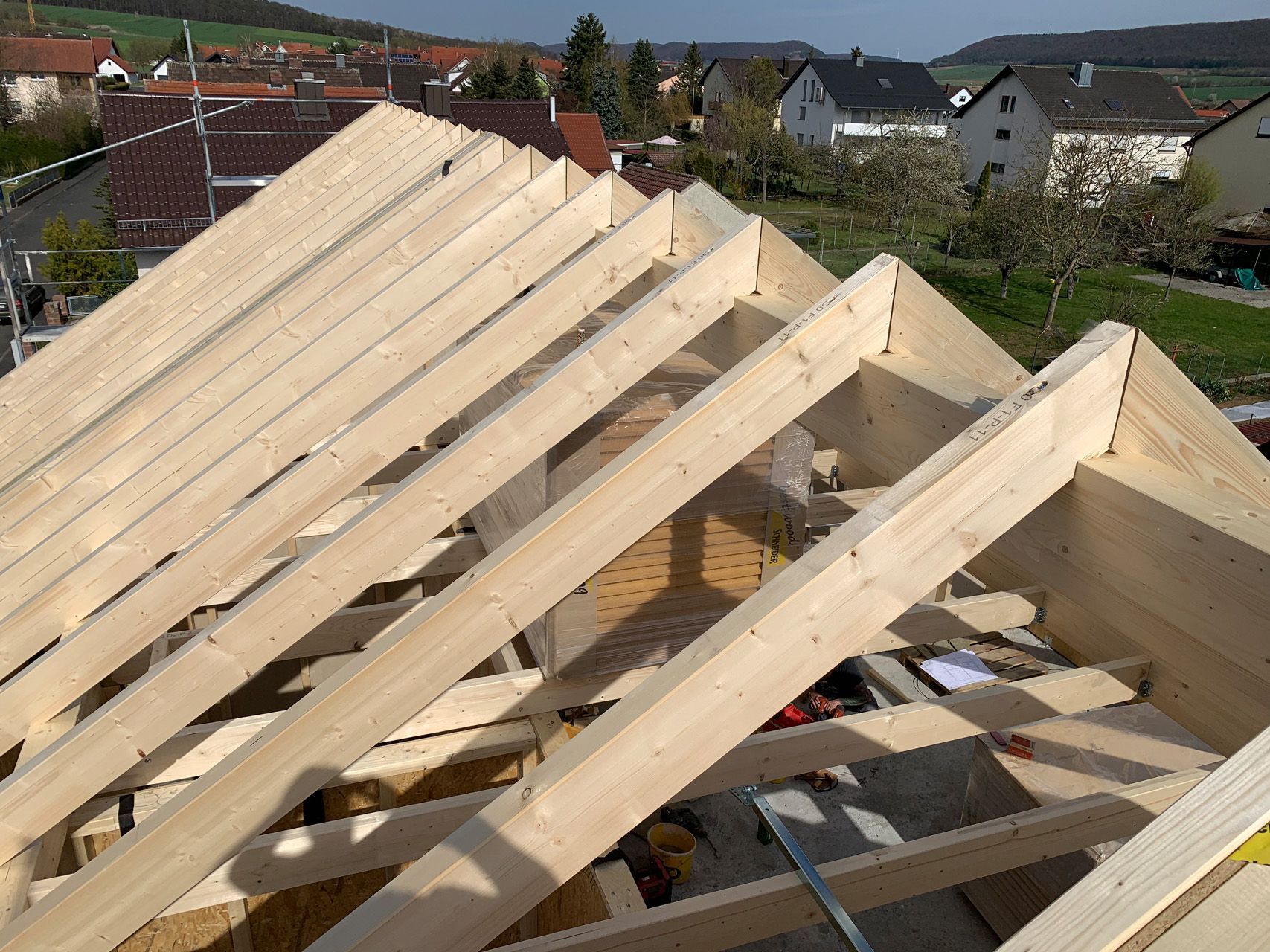 Dachstuhl Holzkonstruktion außen