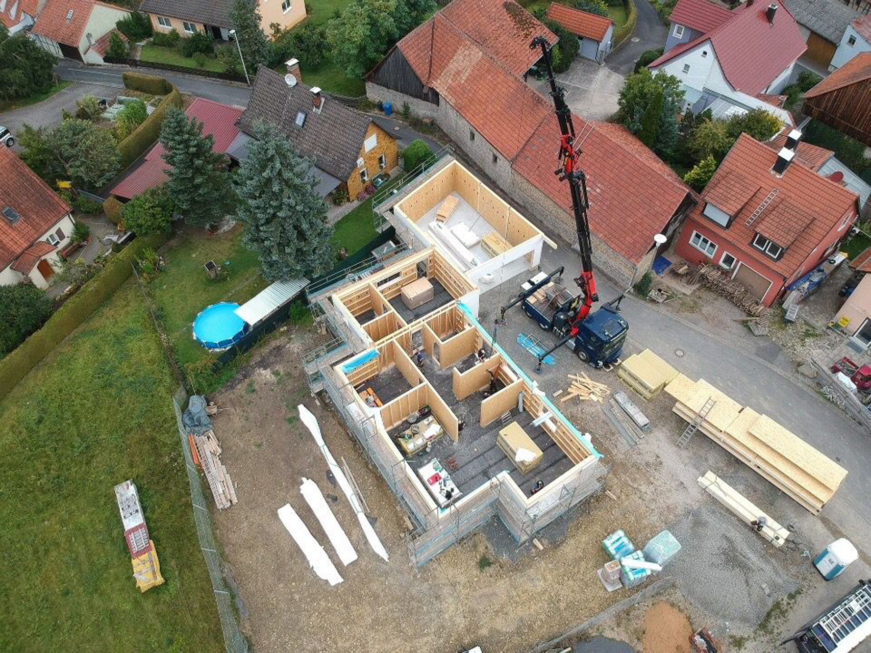 Luftansicht Hausbau