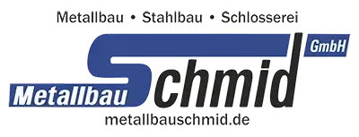 Logo mit dem Wort „Schmid“ in schwarzer Schrift und „Metallbau“ in blauer Schrift.