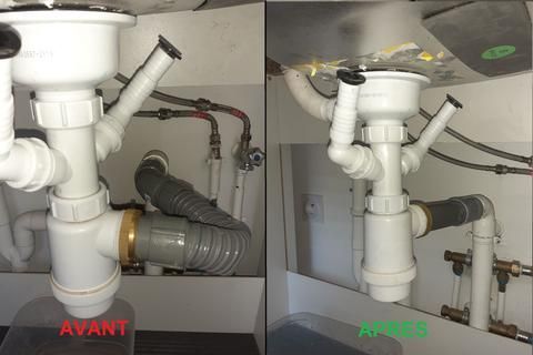 Avant/Après de la modification de l'évacuation d'eau d'un ballon d'eau chaude